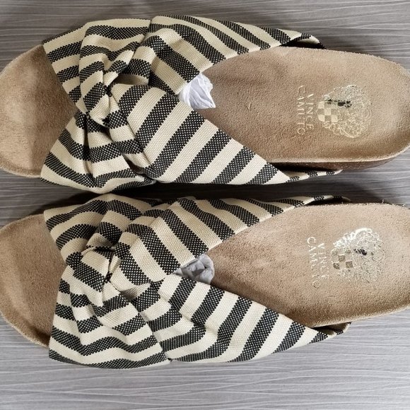 Vince Camuto Biminti Slide Sandal, Black/Natural Textile, Womens Size 11 M / 43 - Picture 8 of 10